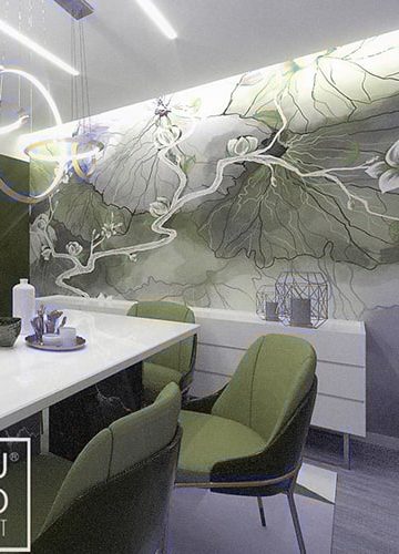 Mural, Cadeiras e Candeeiro para ilustrar o serviço de decoração de interiores e loja da Studio Concept Lousã
